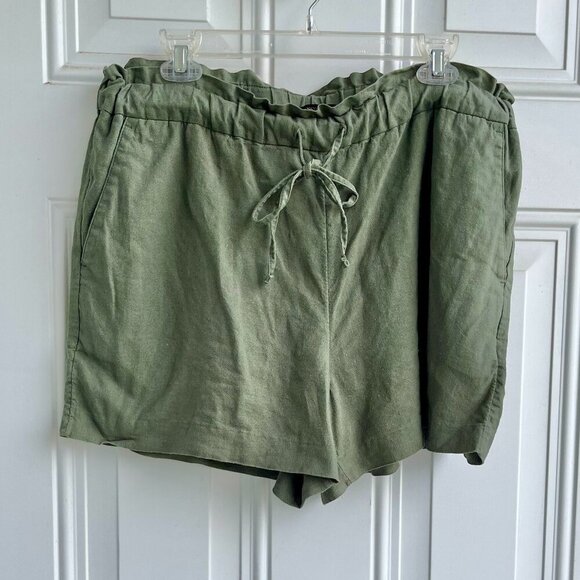 Banana Republic Linen Paperbag Shorts Olive Green - Picture 3 of 8